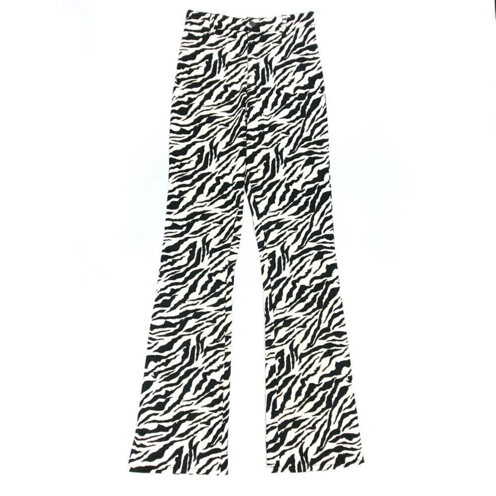 Motel Rocks Zoven Flared High Rise Trouser 90s Zebra Black White Y2k Clean Girl